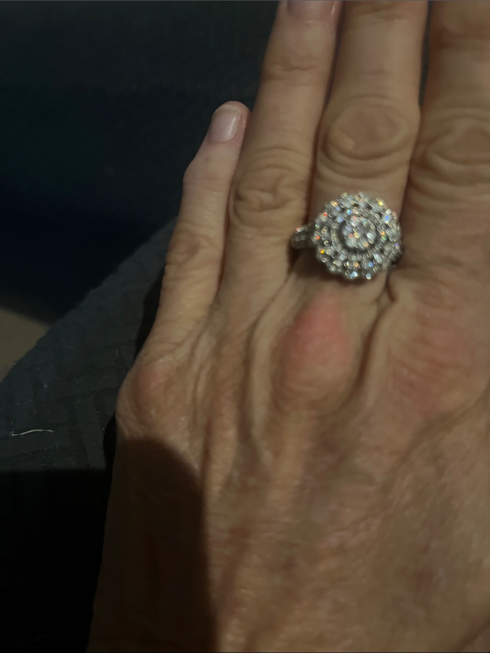 Bella Luce-Silver-Tone Crystal Halo Cocktail Ring - White